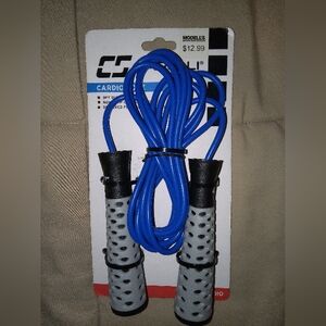 Blue Cardio Jump Rope Brand New 9 Foot Rope Non-Slip Grip Handles Working Out